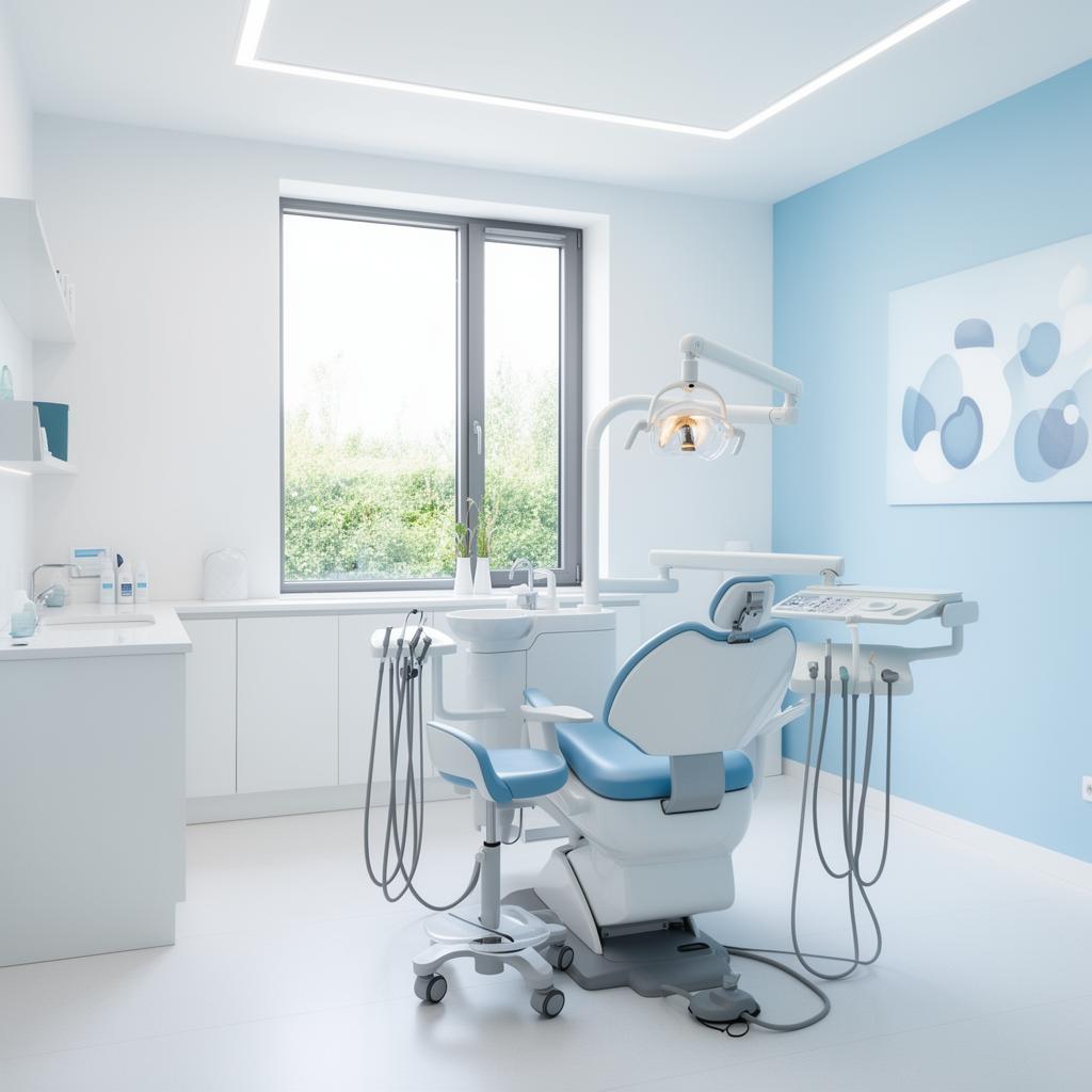 Modern, bright UK dental clinic treatment room